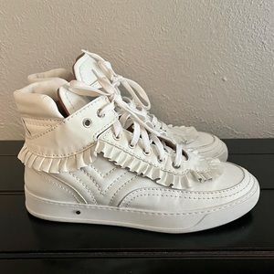 Laurence Dacade Lilou Ruffle Leather High Top Sneakers in White Size 10 Wedding